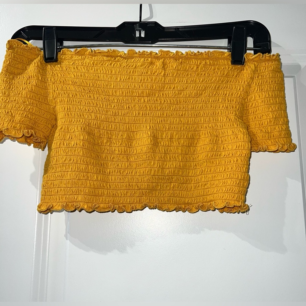 Golden off shoulder tube top